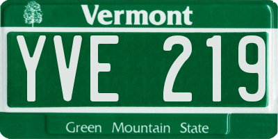 VT license plate YVE219