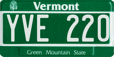 VT license plate YVE220