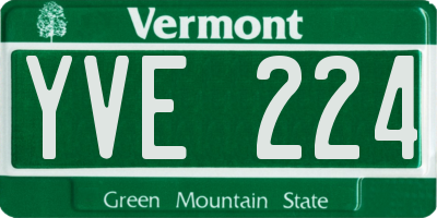 VT license plate YVE224