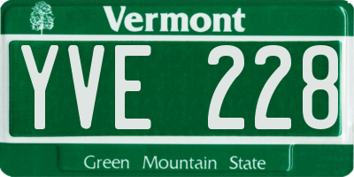 VT license plate YVE228