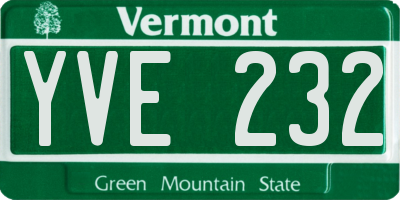 VT license plate YVE232