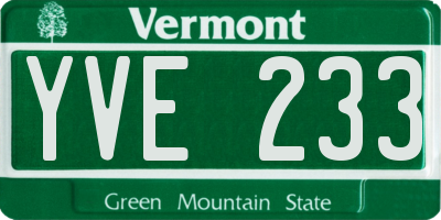 VT license plate YVE233