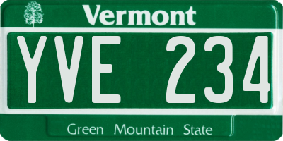 VT license plate YVE234