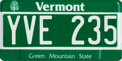 VT license plate YVE235