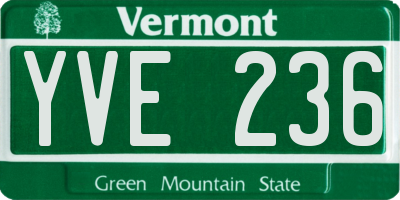 VT license plate YVE236