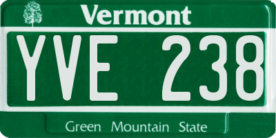 VT license plate YVE238