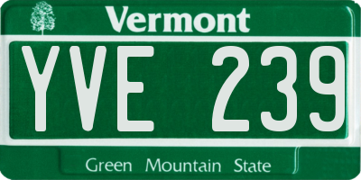 VT license plate YVE239