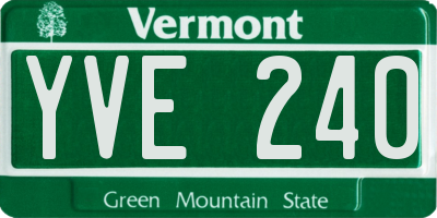VT license plate YVE240