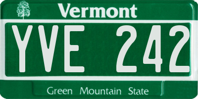 VT license plate YVE242