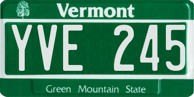 VT license plate YVE245