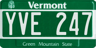 VT license plate YVE247