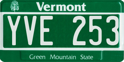 VT license plate YVE253