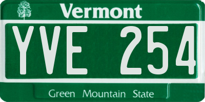 VT license plate YVE254