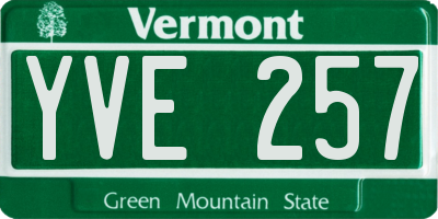 VT license plate YVE257