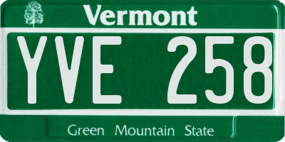 VT license plate YVE258