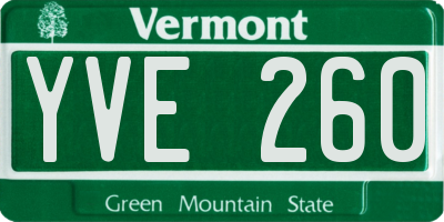 VT license plate YVE260