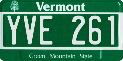 VT license plate YVE261