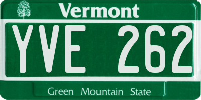 VT license plate YVE262