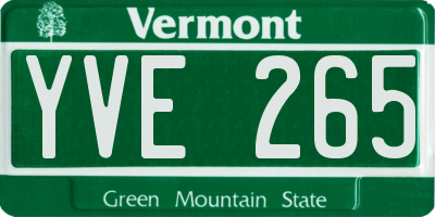 VT license plate YVE265