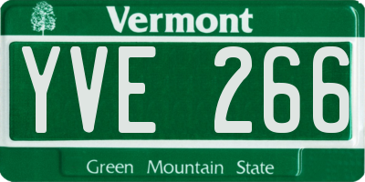 VT license plate YVE266