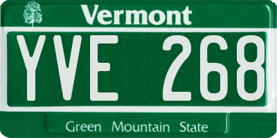 VT license plate YVE268