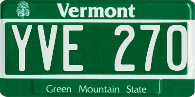 VT license plate YVE270