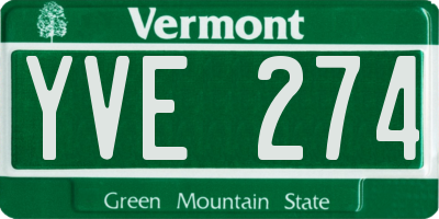 VT license plate YVE274