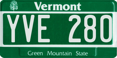 VT license plate YVE280