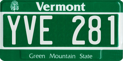 VT license plate YVE281