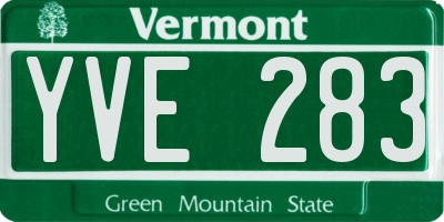 VT license plate YVE283