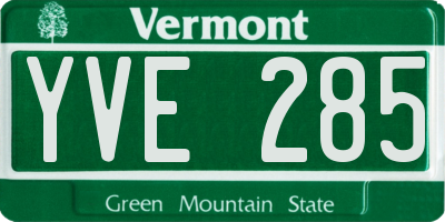 VT license plate YVE285