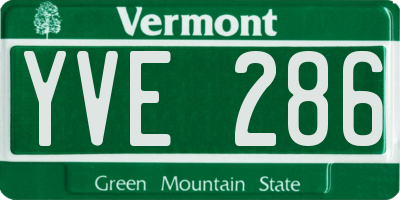 VT license plate YVE286