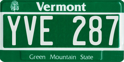 VT license plate YVE287