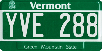 VT license plate YVE288