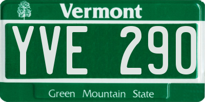 VT license plate YVE290