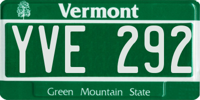 VT license plate YVE292