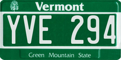 VT license plate YVE294