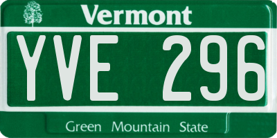 VT license plate YVE296