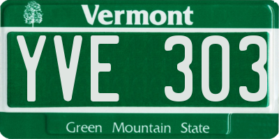 VT license plate YVE303