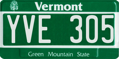 VT license plate YVE305