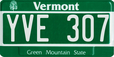 VT license plate YVE307