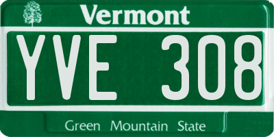 VT license plate YVE308