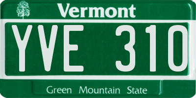 VT license plate YVE310