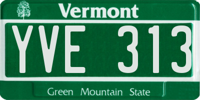VT license plate YVE313