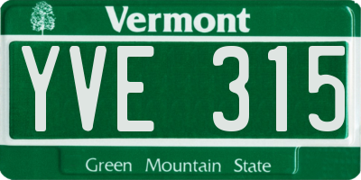 VT license plate YVE315