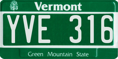 VT license plate YVE316