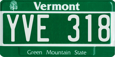 VT license plate YVE318