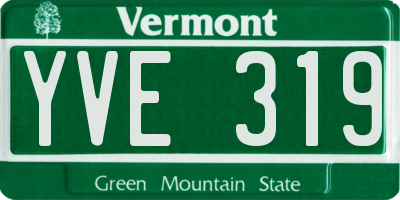 VT license plate YVE319