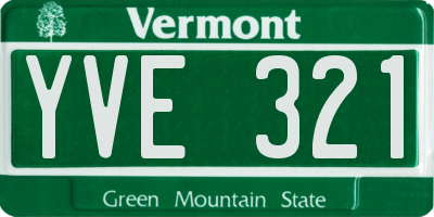VT license plate YVE321