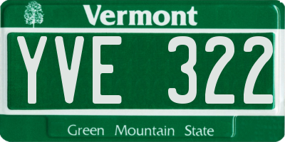 VT license plate YVE322